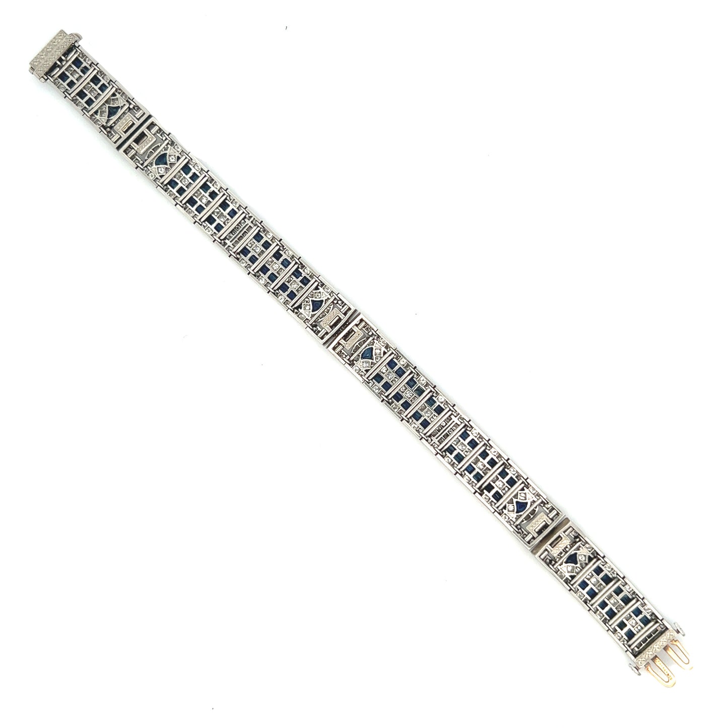 Tiffany & Co. Art Deco Platinum Sapphire & Diamond Bracelet back view