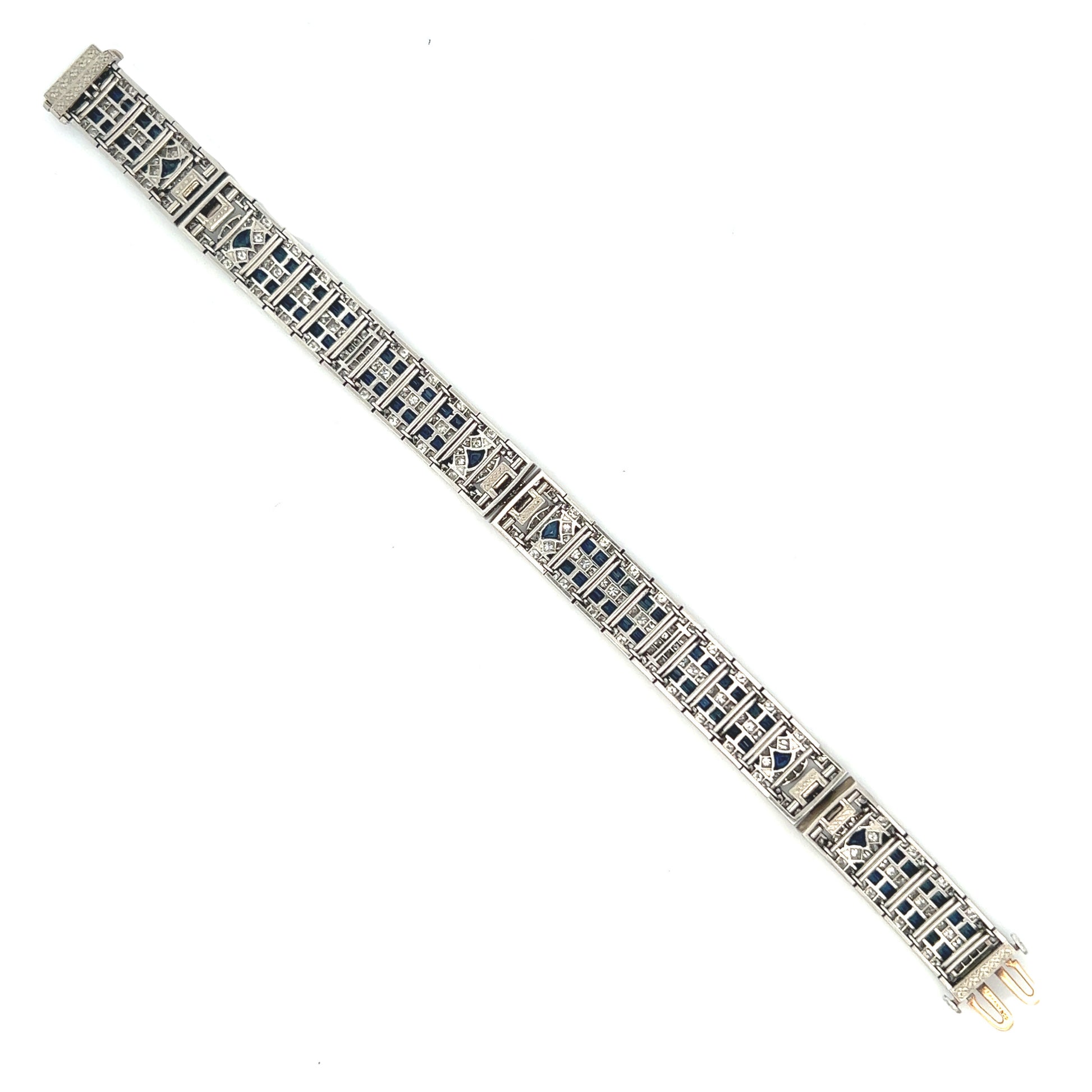 Tiffany & Co. Art Deco Platinum Sapphire & Diamond Bracelet back view