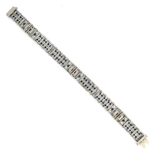 Tiffany & Co. Art Deco Platinum Sapphire & Diamond Bracelet back view