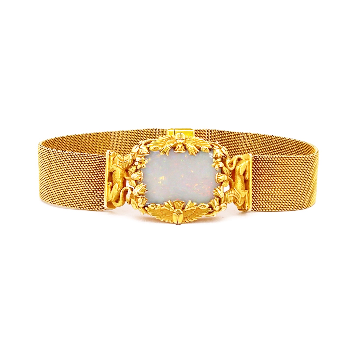 Jaques & Marcus Antique 18KT Yellow Gold Opal Bracelet front view