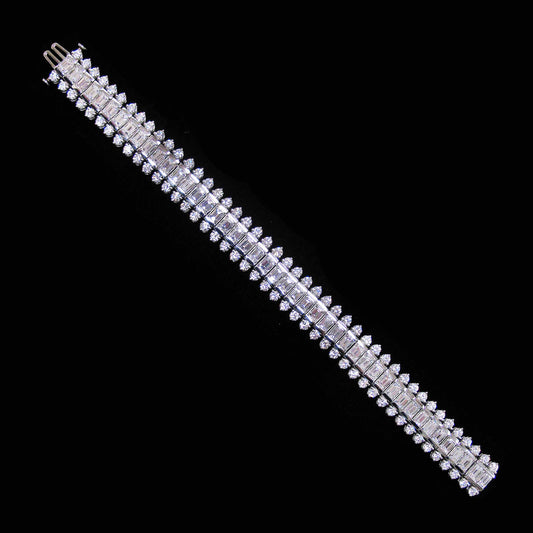 1960s Platinum Diamond Bracelet laid out front view