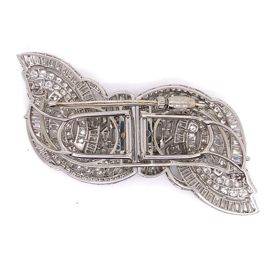 Art Deco Platinum Diamond Brooch/Clips back view