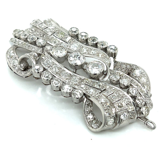 Art Deco Platinum Diamond Brooch side angle