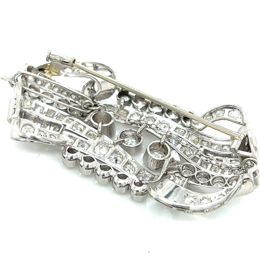 Art Deco Platinum Diamond Brooch back view