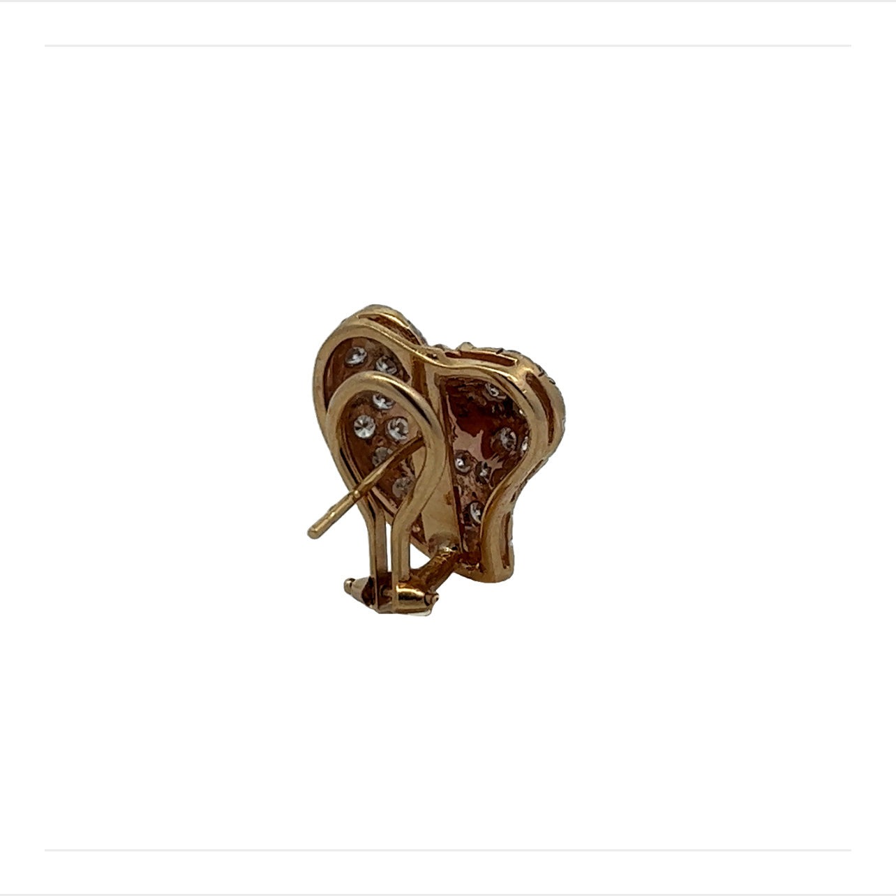 1970s 14KT Yellow Gold Diamond Earrings back view