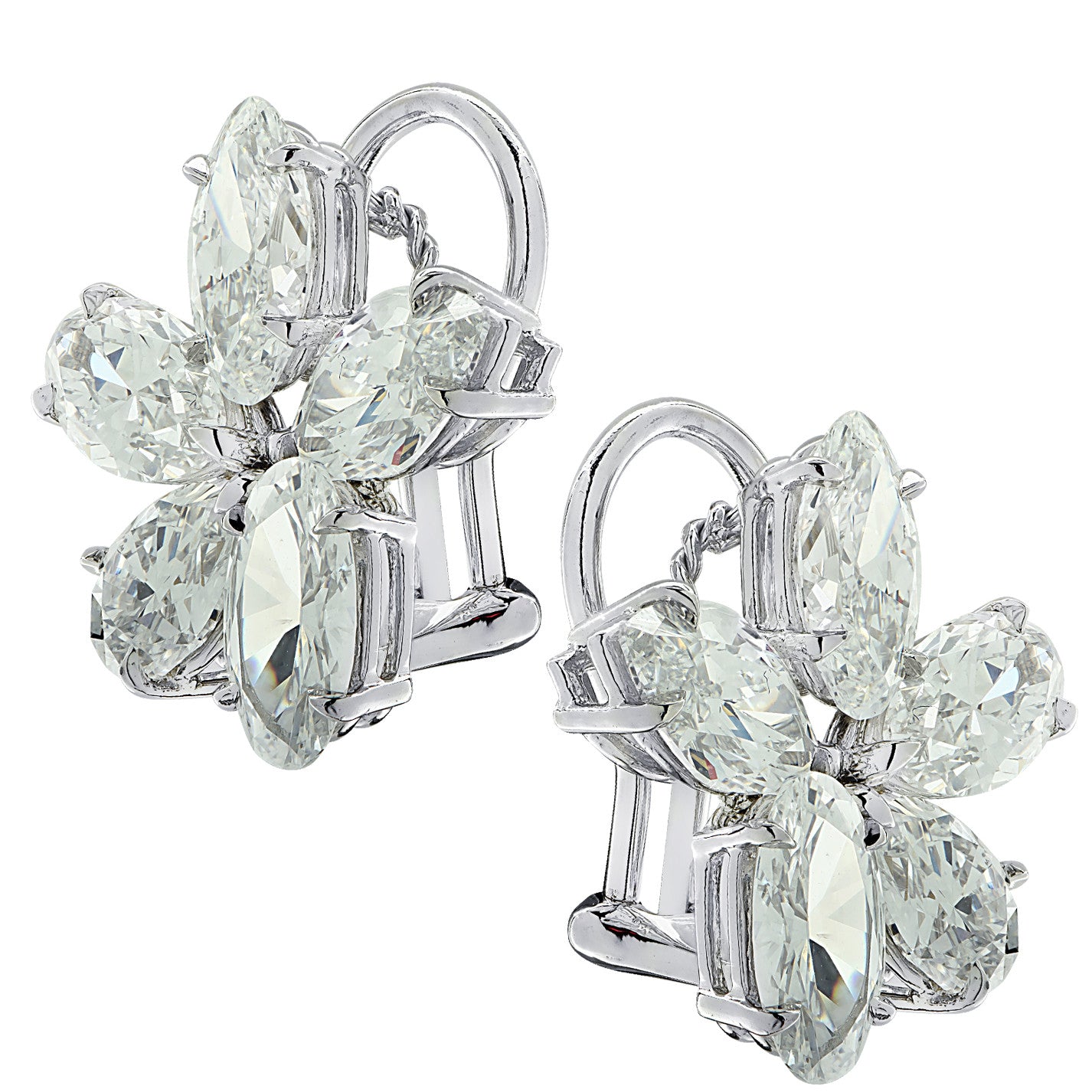 Contemporary Platinum Diamond Earrings side