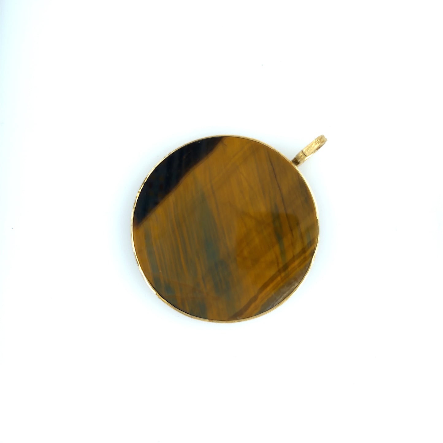 Kutchinsky 1970s 18KT Yellow Gold Tiger's Eye Pendant back view