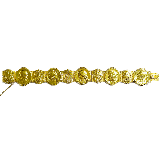 Antique 18KT Yellow Gold "Goethe's Faust" Bracelet front view