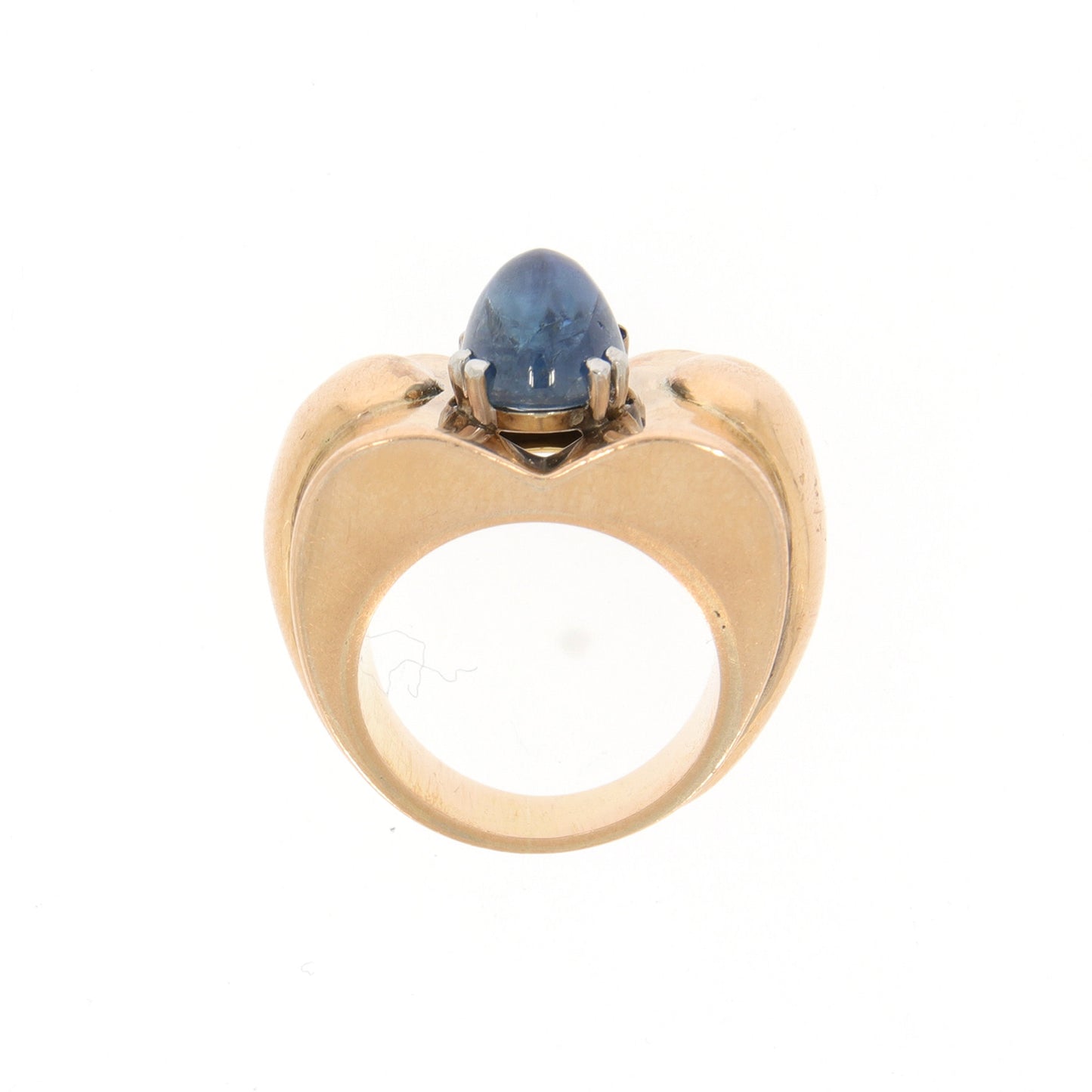 1950s 18KT Yellow Gold Sapphire Ring profile