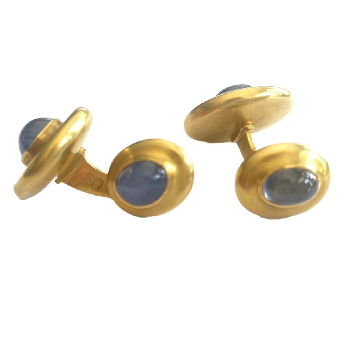 Elisabeth Treskow German 1950s 18KT Yellow Gold Sapphire Cufflinks back and side