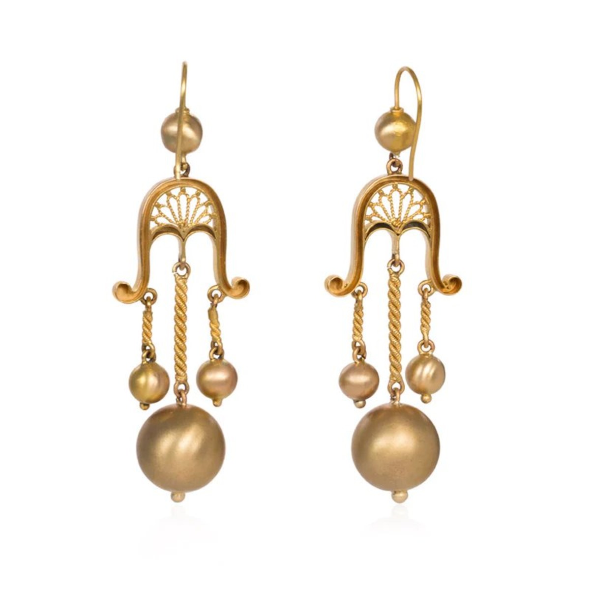 Victorian 14KT Yellow Gold Girandole Earrings back