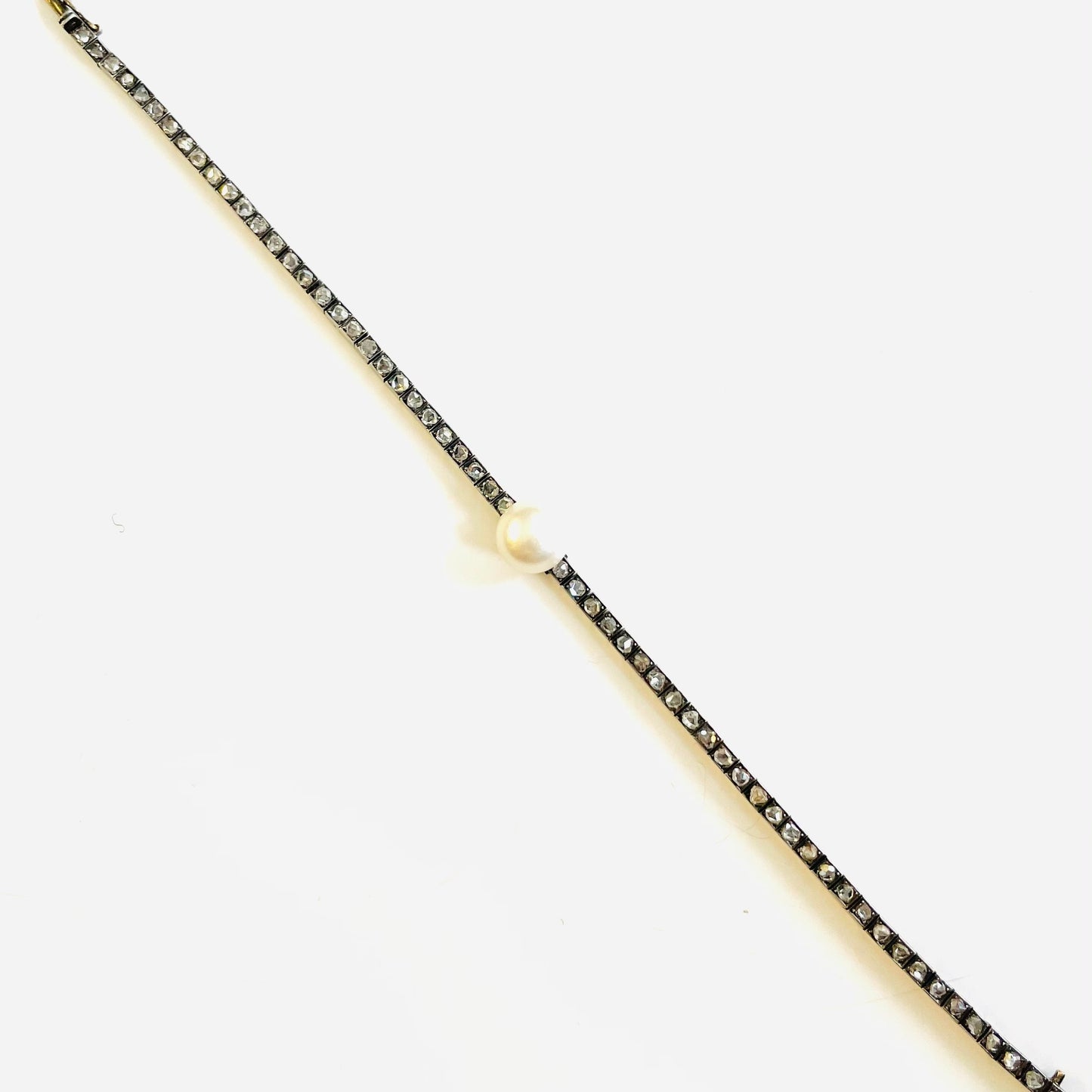 Victorian Silver Natural Pearl & Diamond Bracelet top