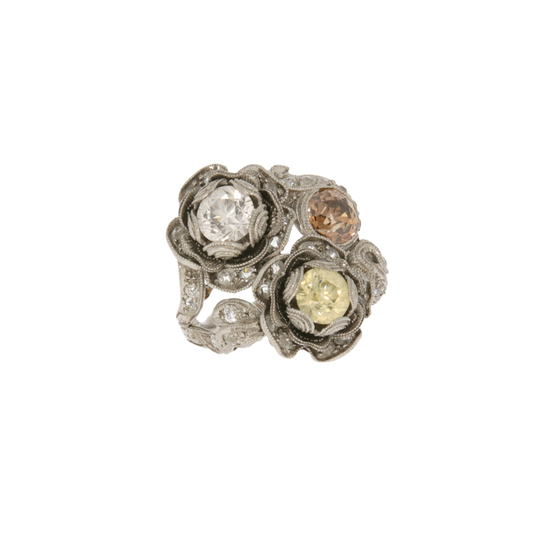 French Edwardian Platinum Diamond Ring front