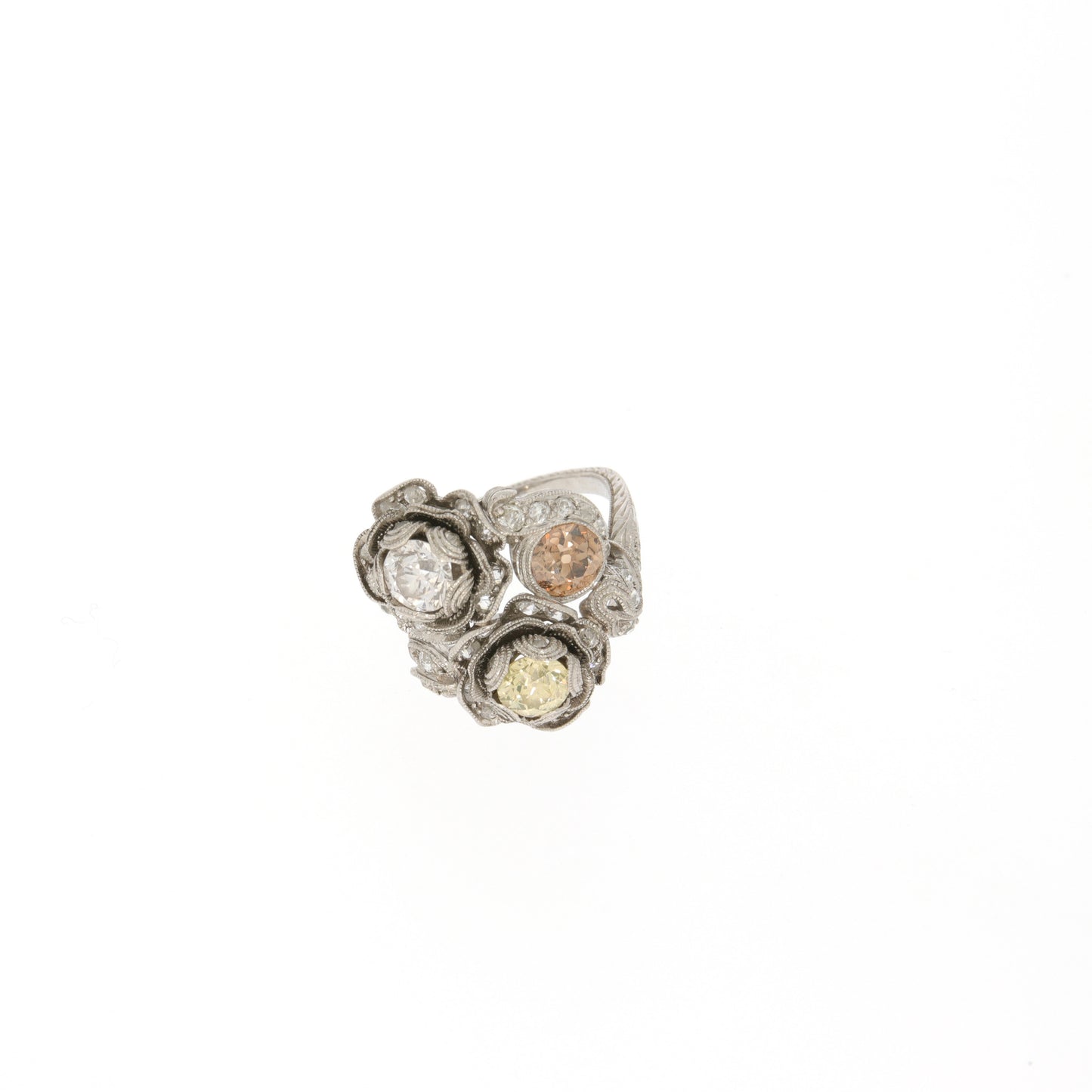 French Edwardian Platinum Diamond Ring front