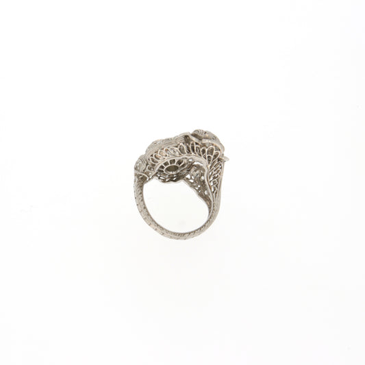 French Edwardian Platinum Diamond Ring back