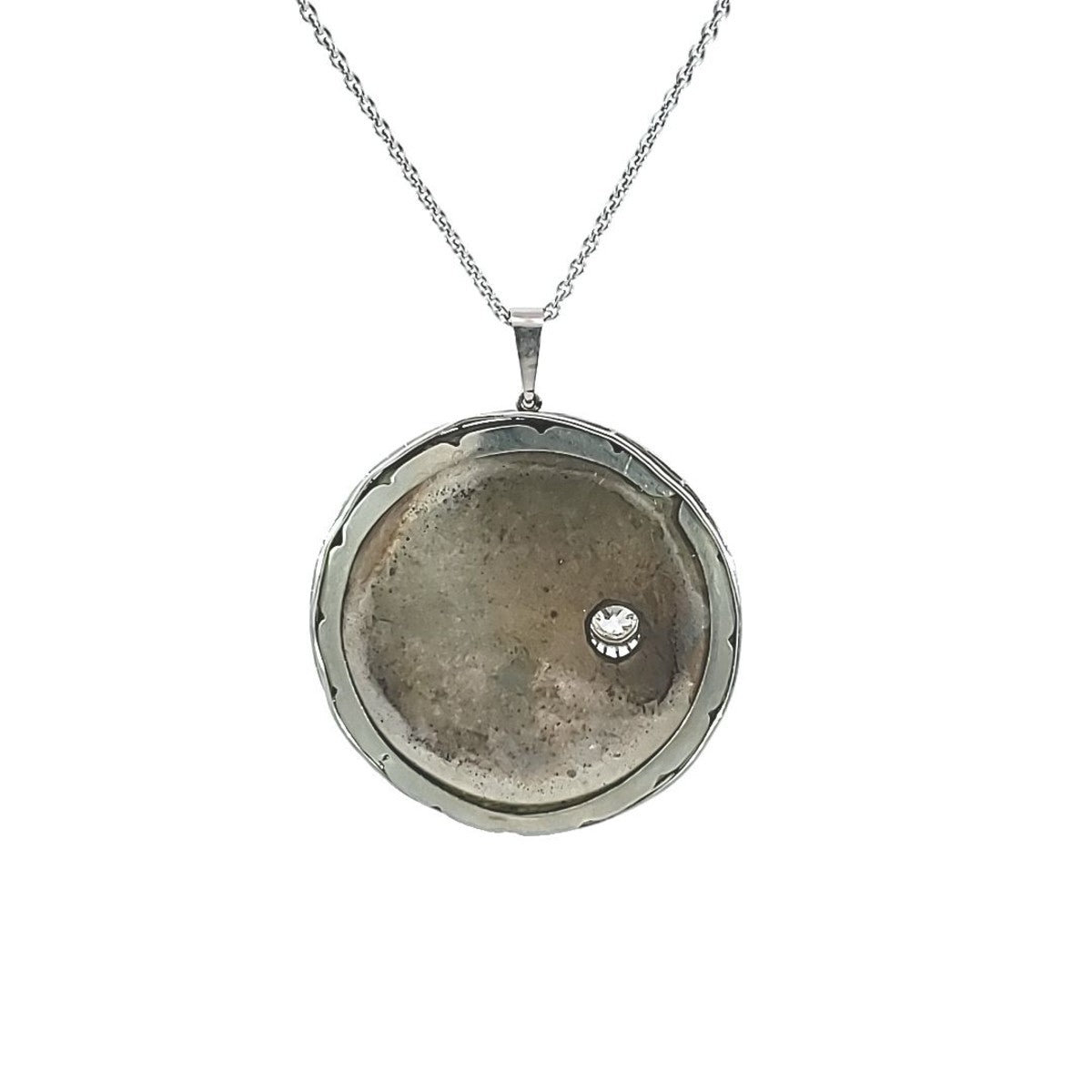 1930s Platinum Enamel & Diamond Necklace back