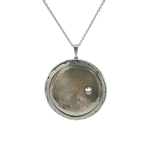 1930s Platinum Enamel & Diamond Necklace back