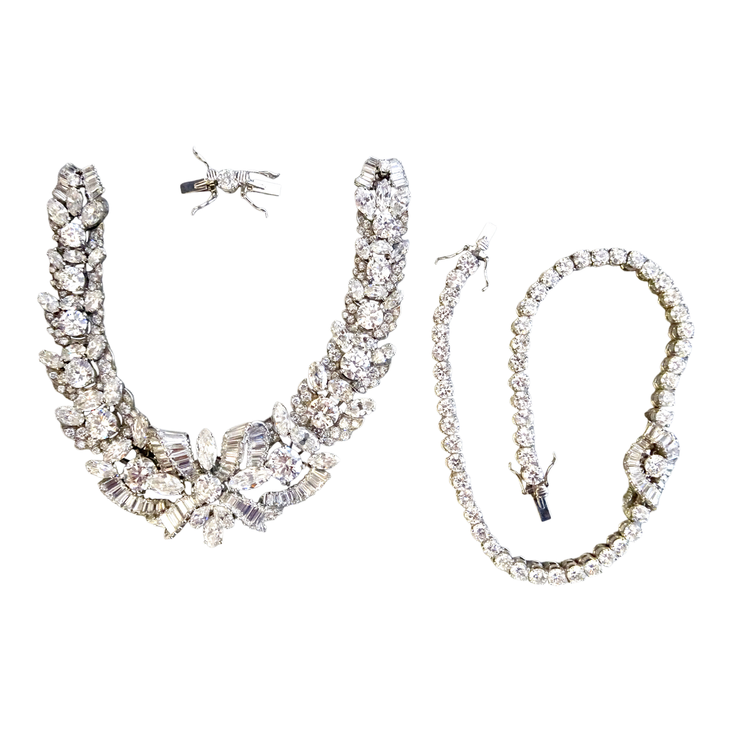 1950s Platinum Diamond Necklace front