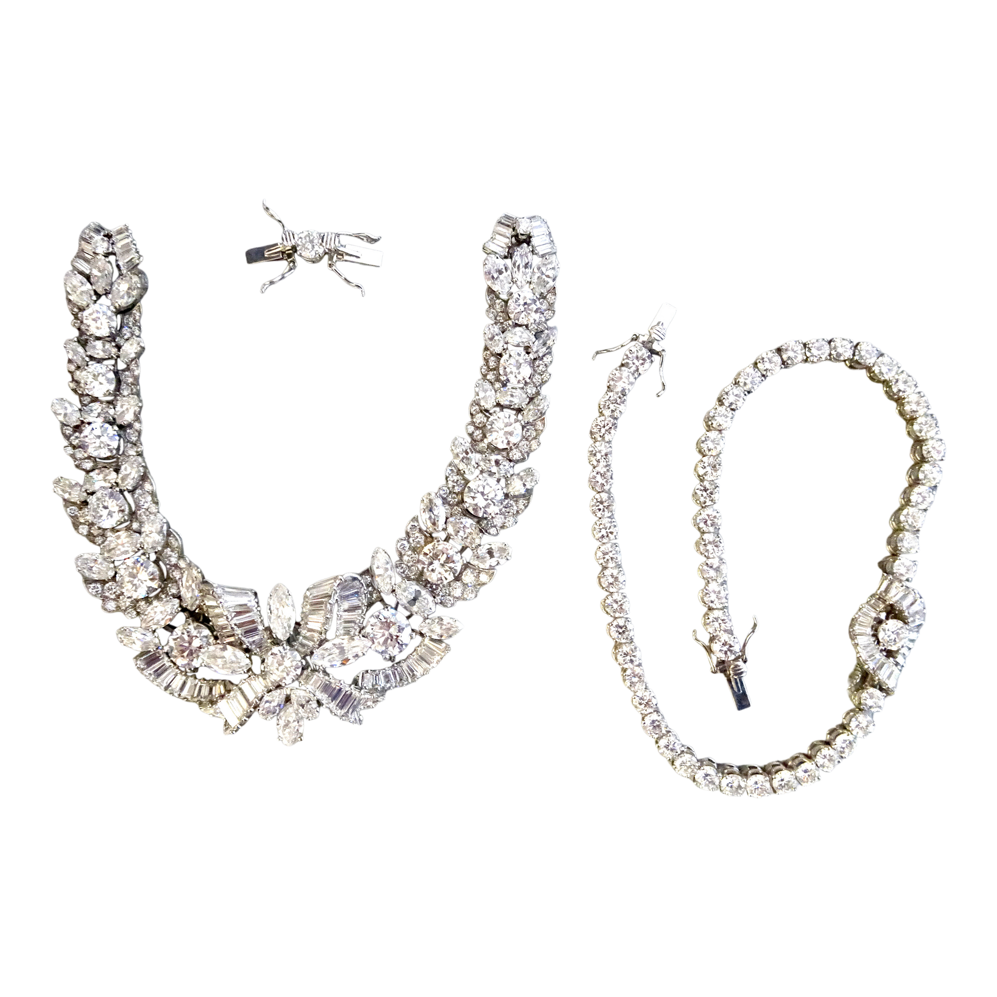 1950s Platinum Diamond Necklace front