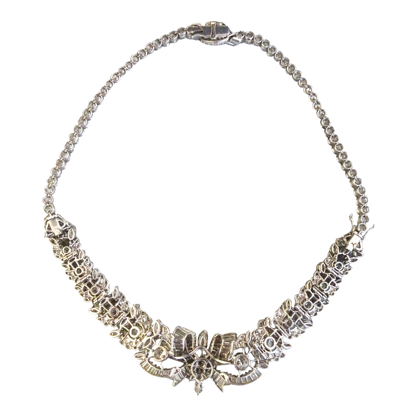 1950s Platinum Diamond Necklace back