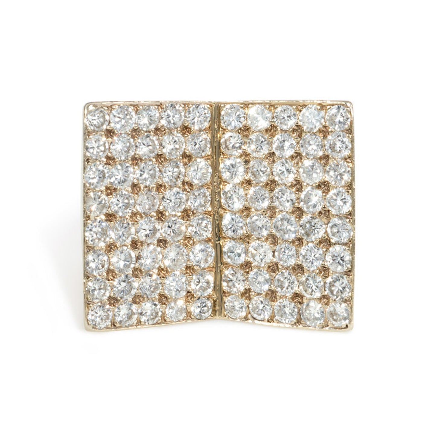 French Retro 18KT Yellow Gold Diamond Double Plaque Ring front