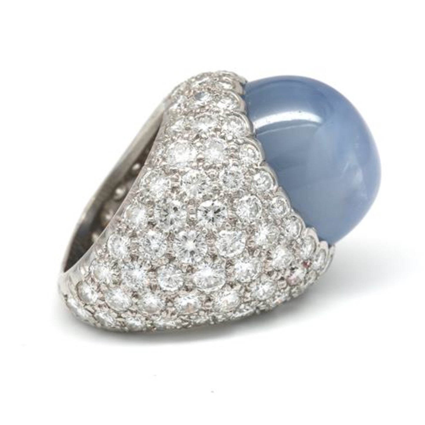 Post-1980s Platinum Star Sapphire & Diamond Ring side