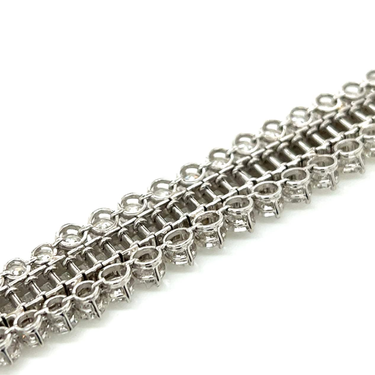 1980s Platinum Diamond Bracelet laid out back
