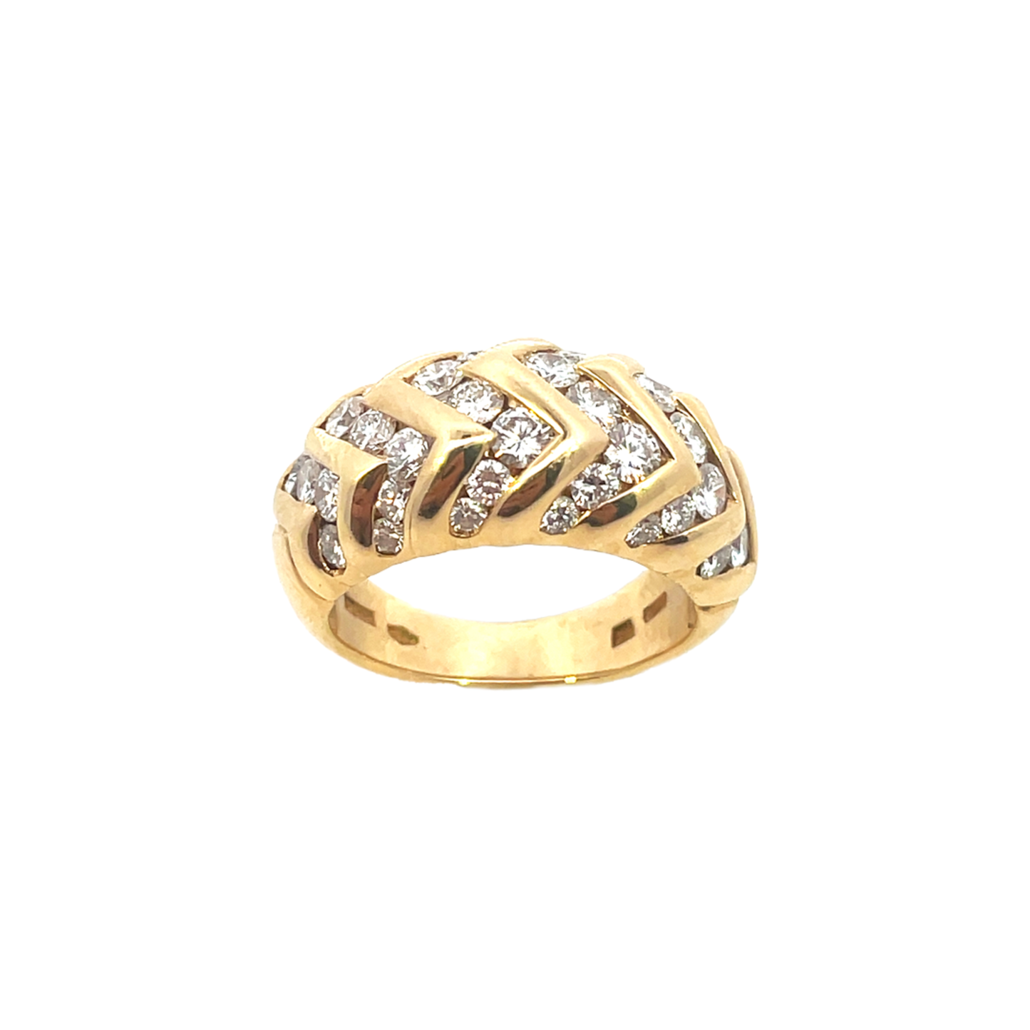 Bulgari 1980s 18KT Yellow Gold Diamond Spiga Ring front