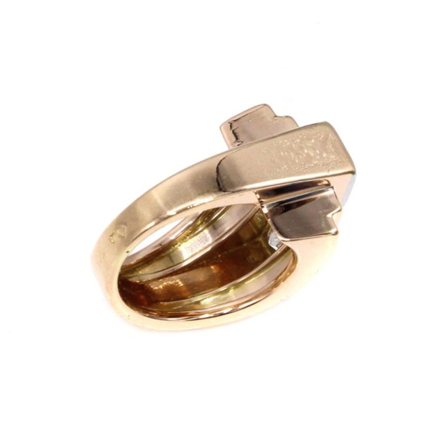 French Retro Platinum & 18KT Rose Gold Diamond Ring back
