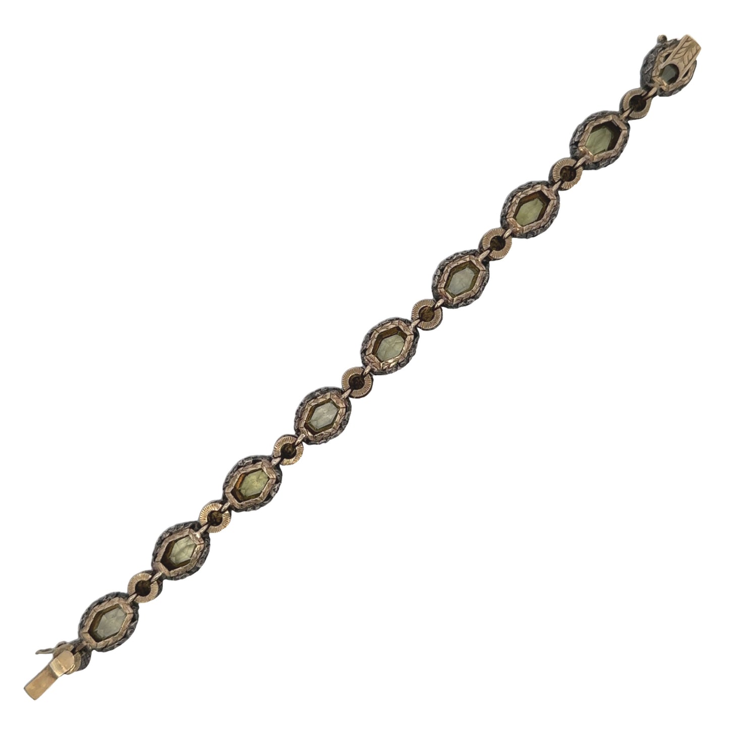 Italian 1970s 18KT Yellow Gold Chrysoberyl Bracelet back