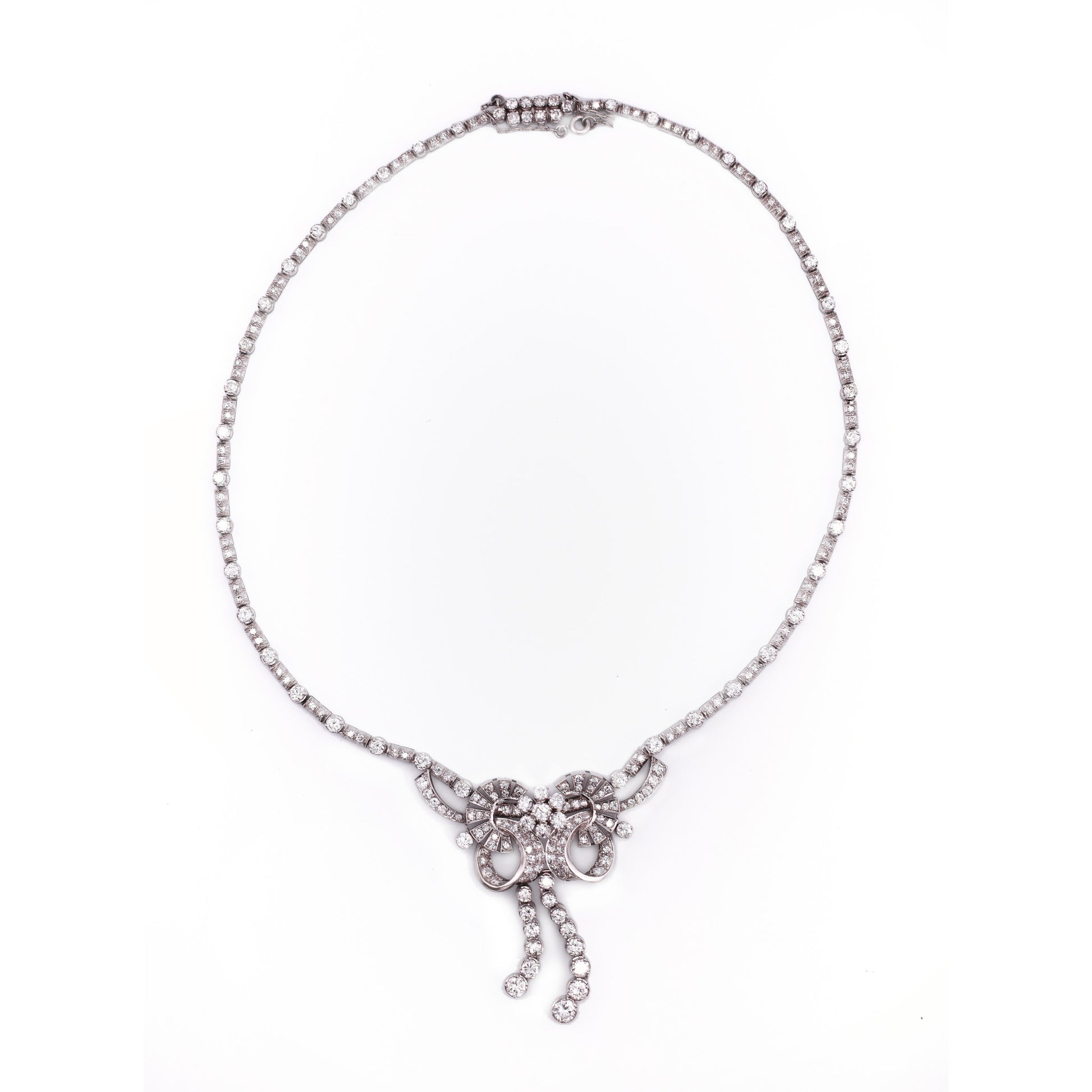 1950s Platinum Diamond Necklace front