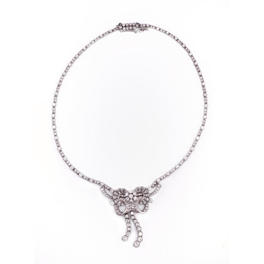 1950s Platinum Diamond Necklace front