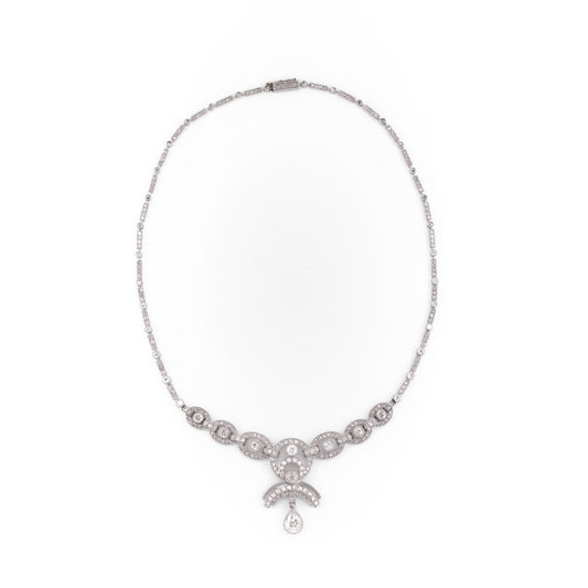 1950s Platinum Diamond Necklace front