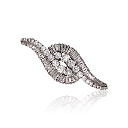 Boucheron Paris 1950s Platinum Diamond Double Clips Brooch front