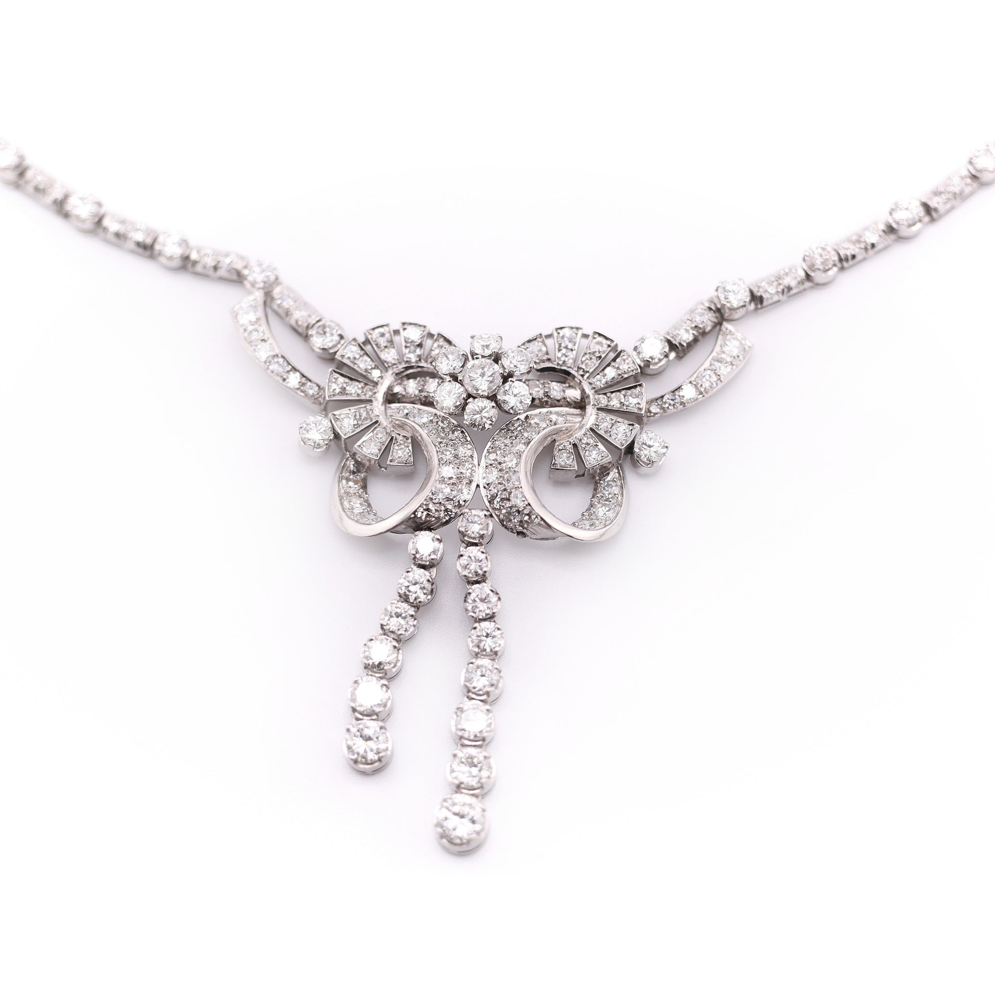1950s Platinum Diamond Necklace front