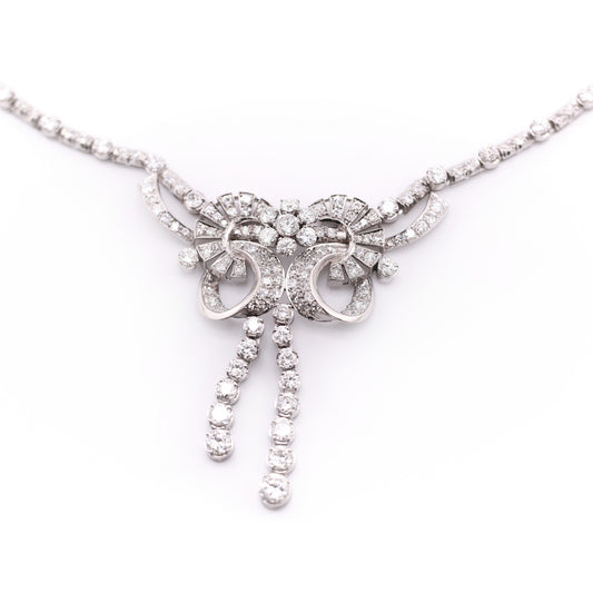 1950s Platinum Diamond Necklace front