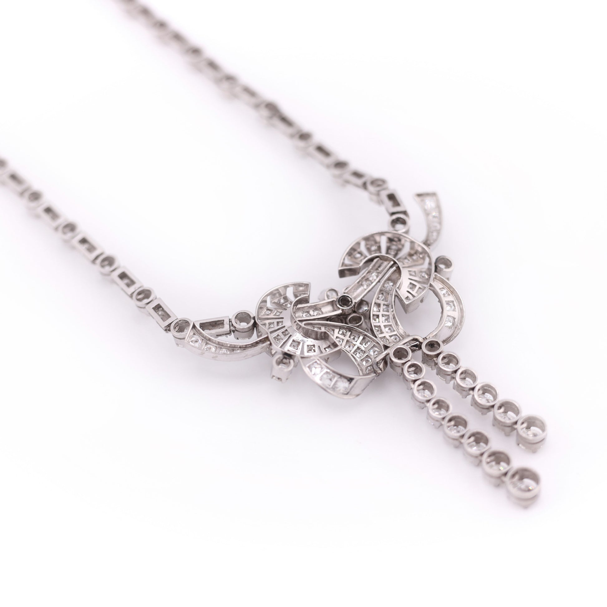 1950s Platinum Diamond Necklace back