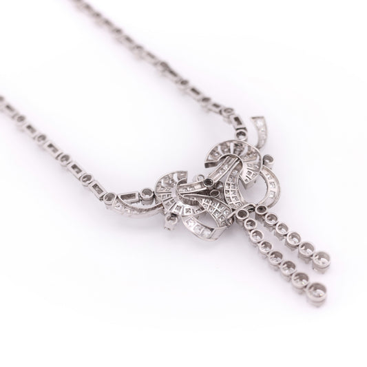 1950s Platinum Diamond Necklace back