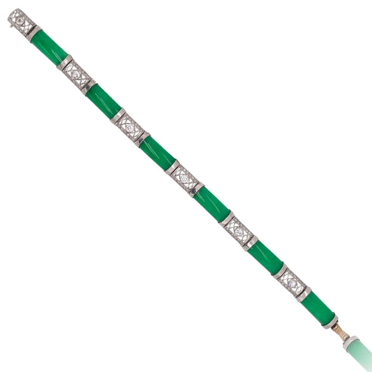 Edwardian Platinum Jade & Diamond Bracelet front