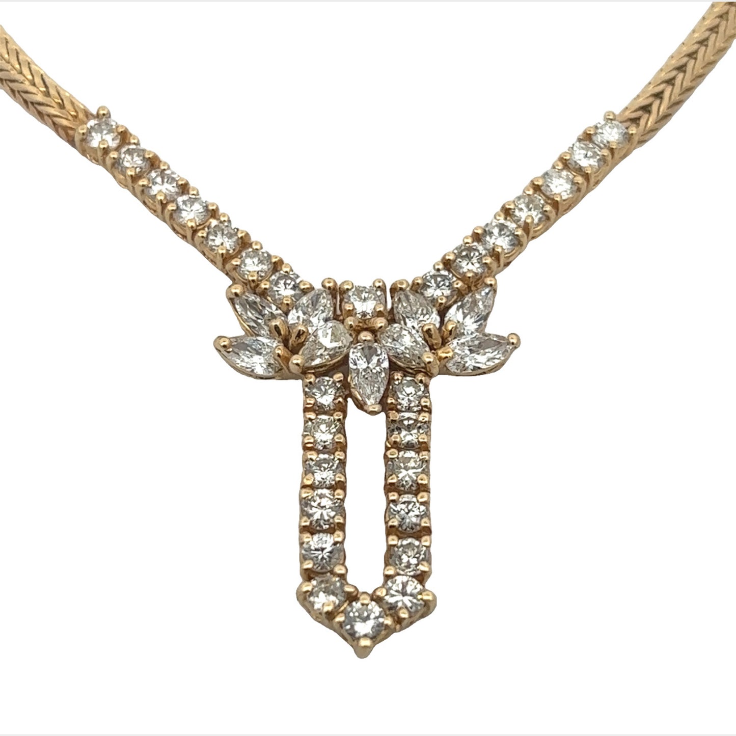 Post-1980s 18KT Yellow Gold Diamond Necklace close-up