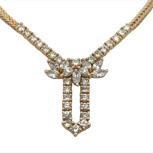 Post-1980s 18KT Yellow Gold Diamond Necklace close-up