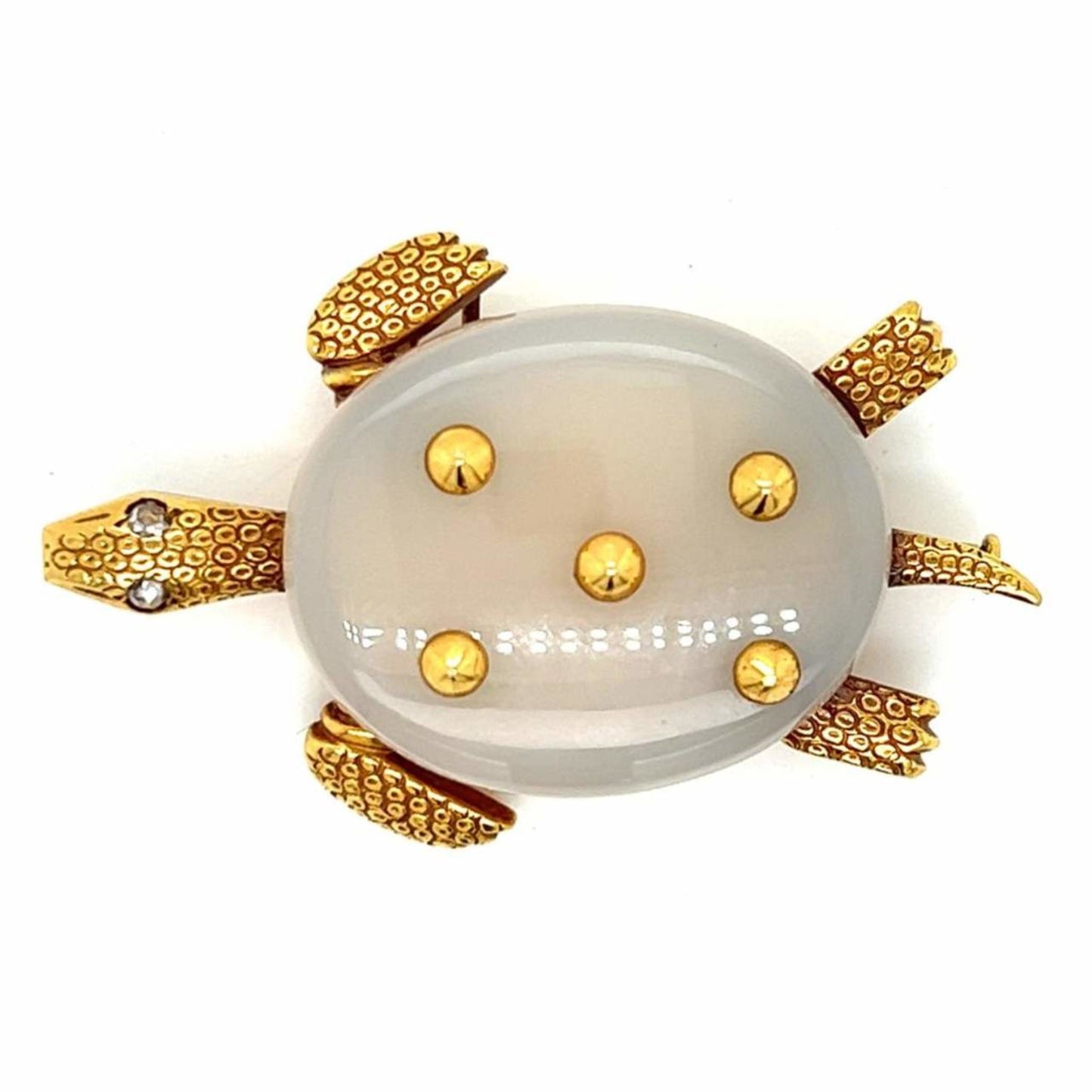 Cartier Paris 1960s 18KT Yellow Gold Chalcedony Turtle Brooch front