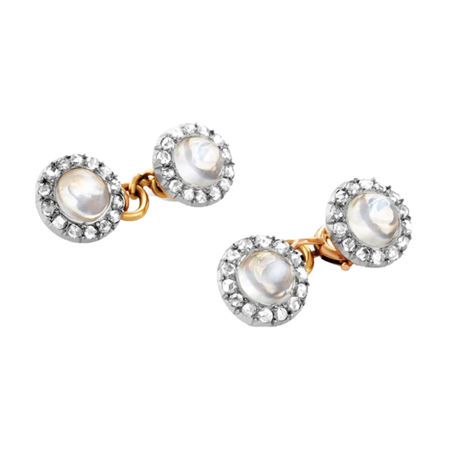 Edwardian Platinum & 18KT Yellow Gold Moonstone & Diamond Dress Set front