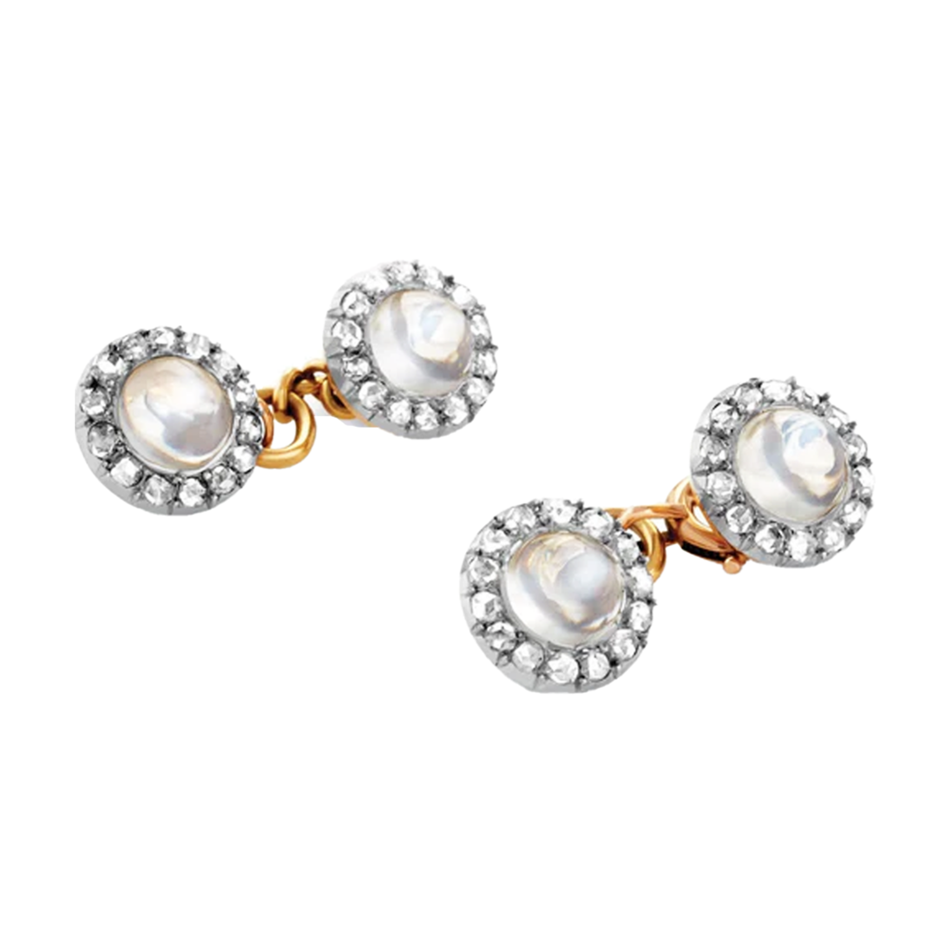 Edwardian Platinum & 18KT Yellow Gold Moonstone & Diamond Dress Set front