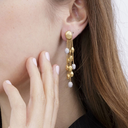 Marco Bicego Post-1980s 18KT Yellow & White Gold Diamond Earrings on ear