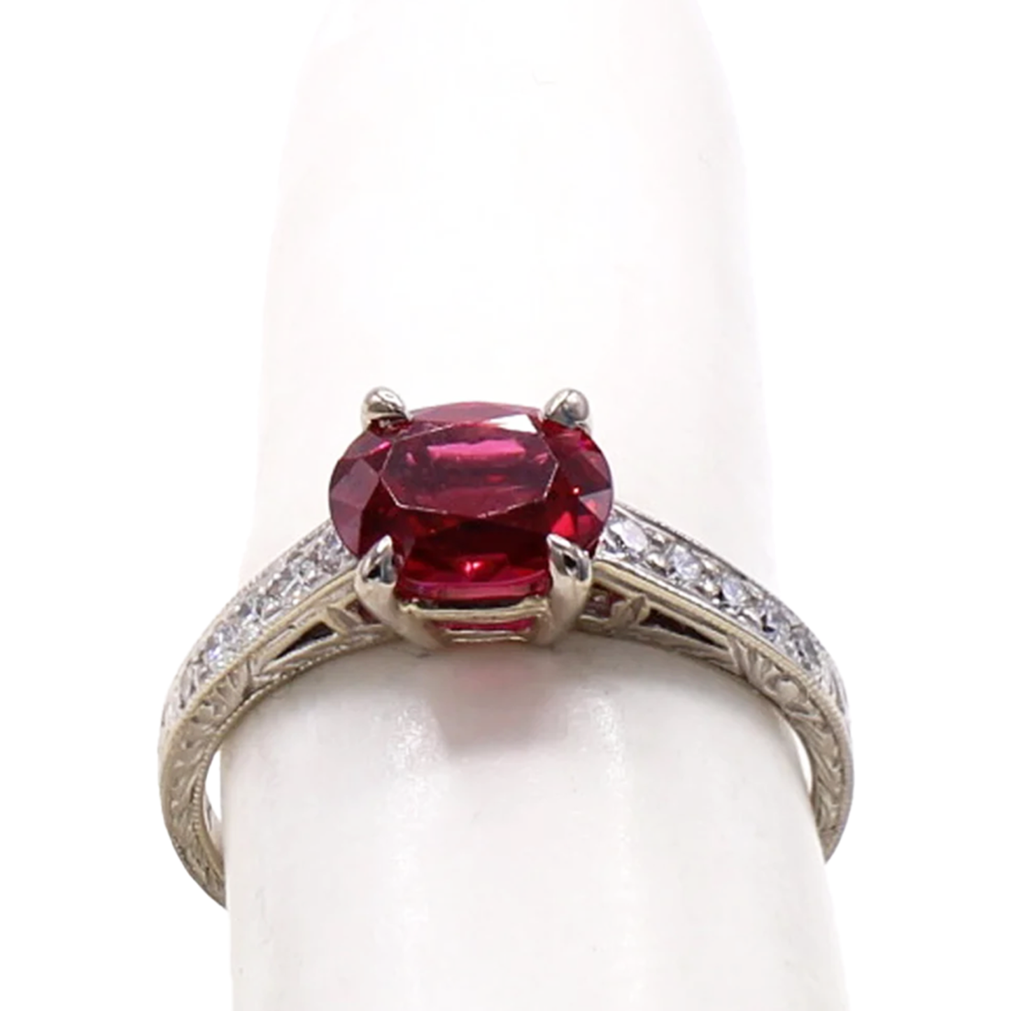 Post-1980s 18KT White Gold Spinel & Diamond Ring front