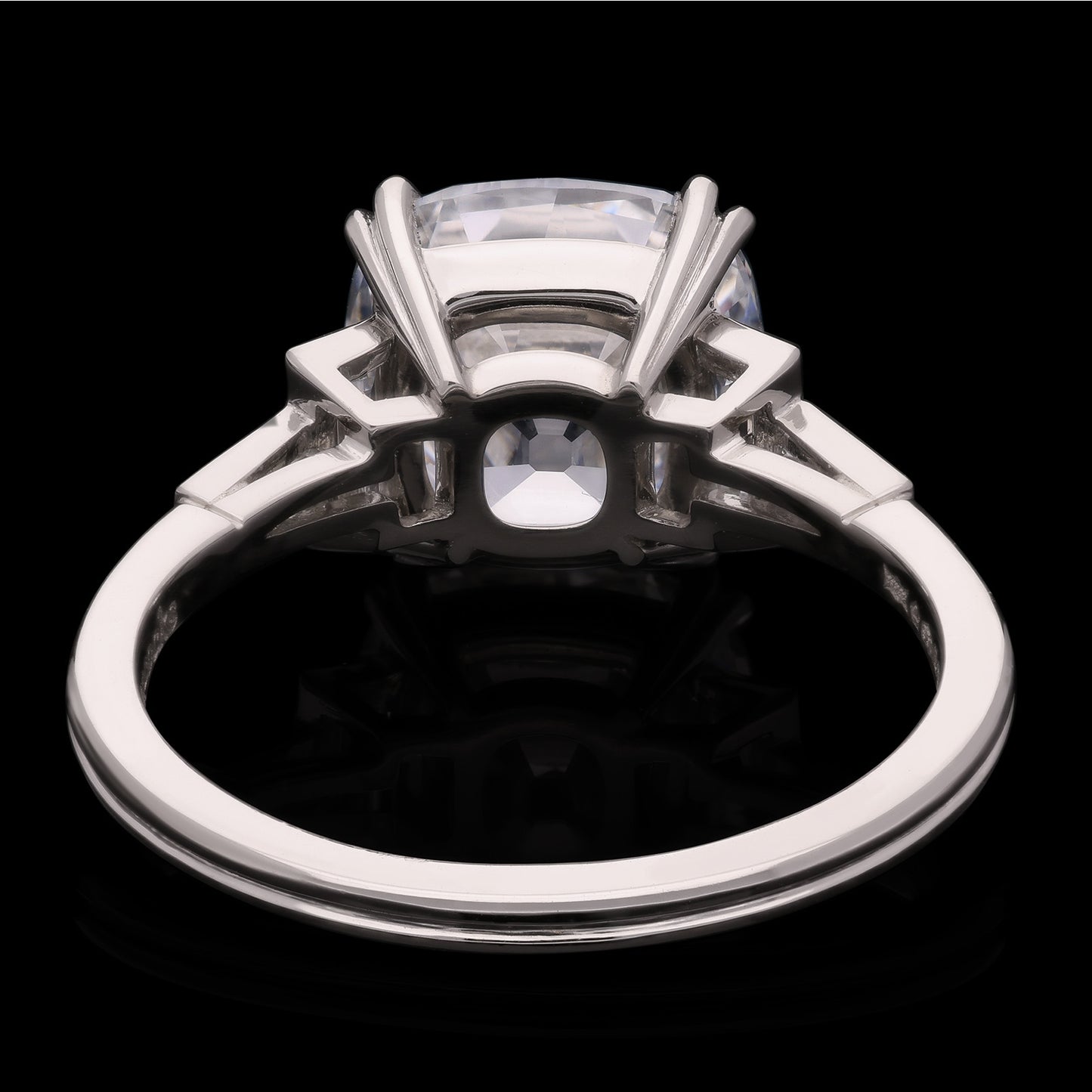 Victorian Diamond in Modern Platinum Ring back