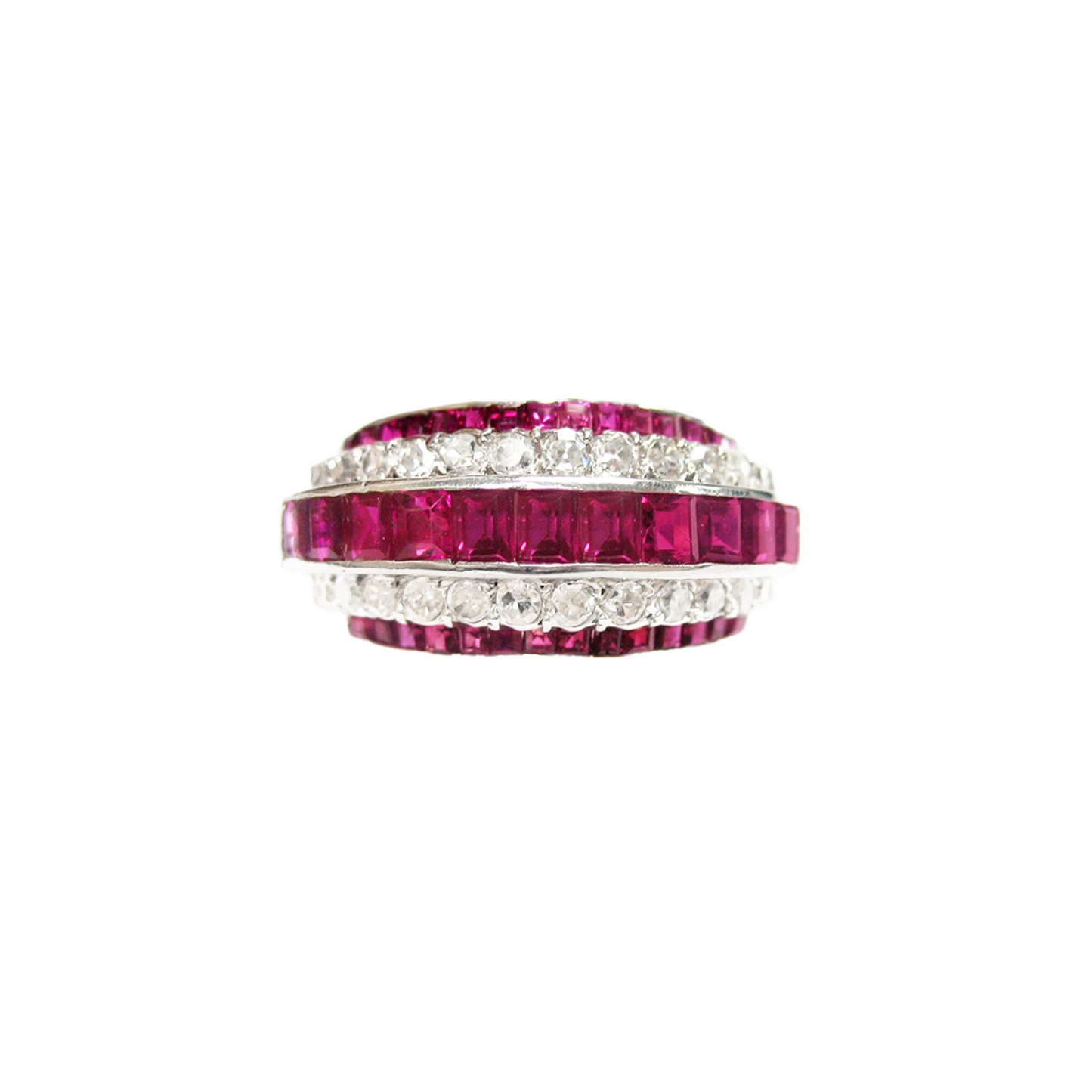 1950s Platinum Ruby & Diamond Ring front