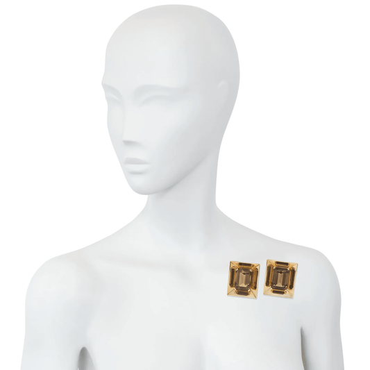 Trabert & Hoeffer Mauboussin 1940s 14KT Yellow Gold Citrine Clip Brooches on shoulder