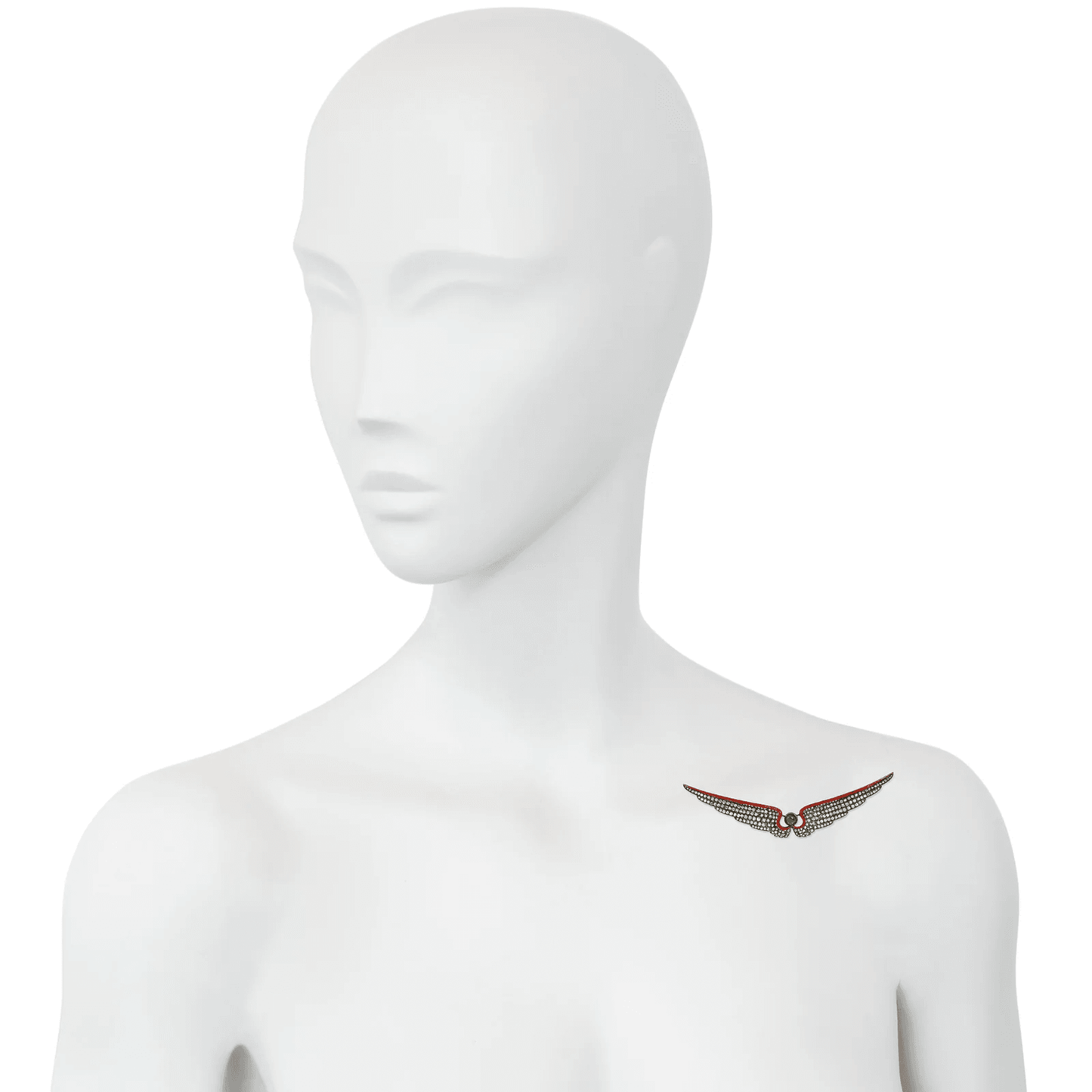 Victorian Silver & 14KT Yellow Gold Emerald, Diamond & Enamel Brooch on shoulder